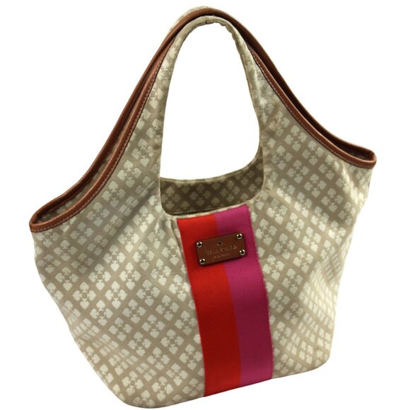 Kate Spade Stevie Classic Cream & Tan Signature Logo Jacquard Hobo Bag - Picture 6 of 13